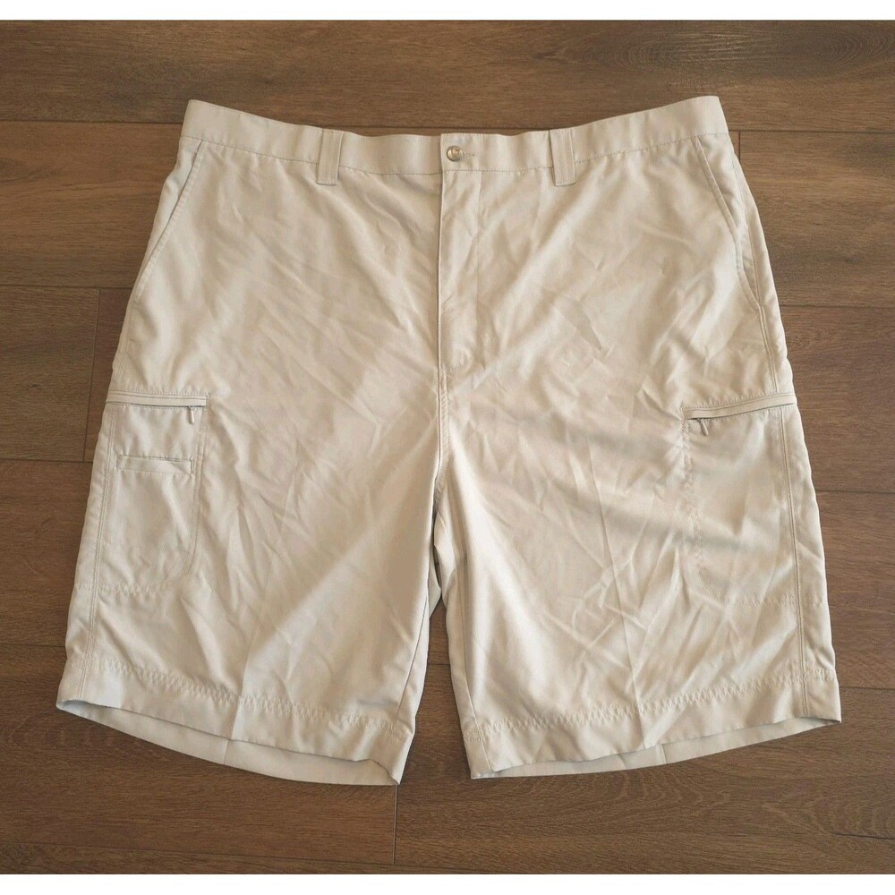 Callaway Mens Sz 44 Cargo Golf Shorts Flat Front Beige Khaki Gripper SU16193